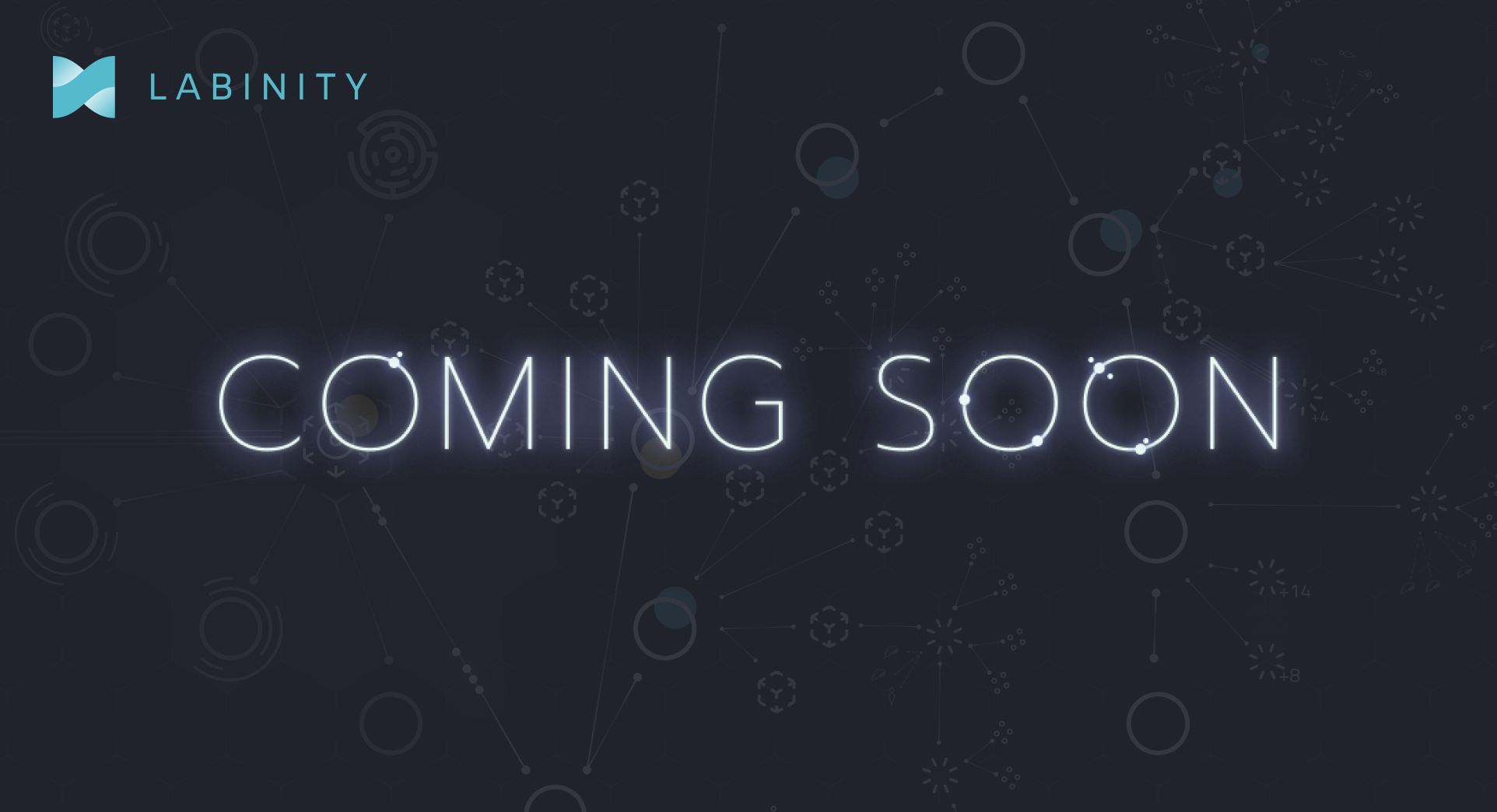 Labinity logo with Coming soon in the middle with tree in the background